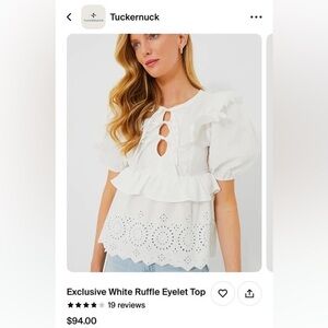 Tuckernuck moon river white ruffle eyelet top size XS
